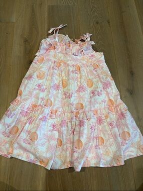 Janie and Jack Girls' Size 8 Pink & Peach Tropical Print Sundress. New with Tag.